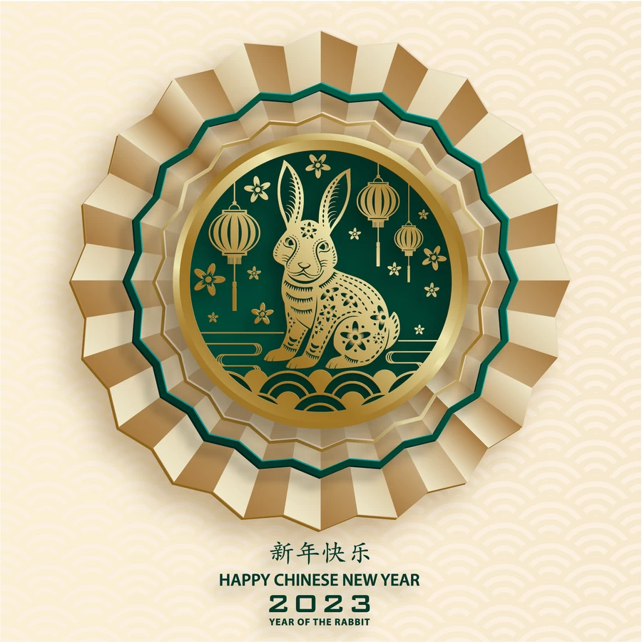 2023兔年中国风新年春节剪纸风节日宣传插画海报背景展板AI素材【193】